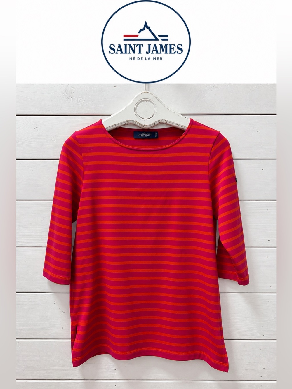SAINT JAMES Striped Top – Fuchsia & Orange – Size S